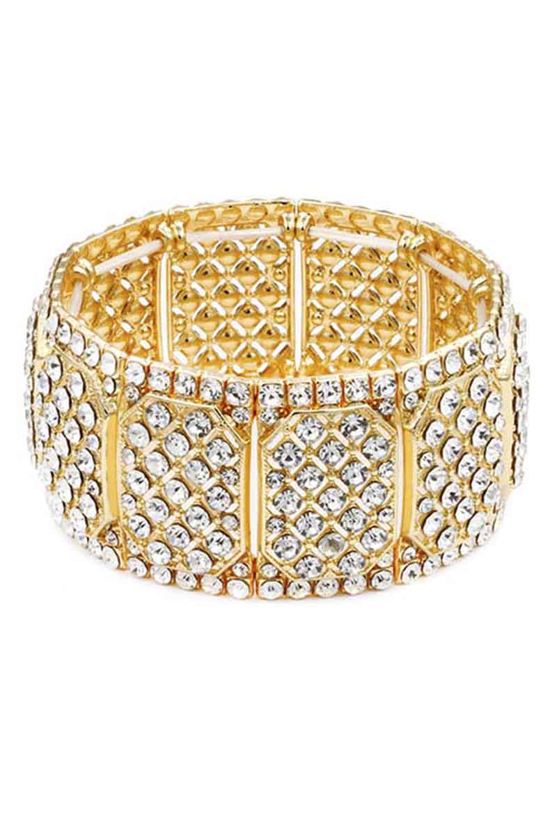 Rhinestone Wide Stretch Bracelet