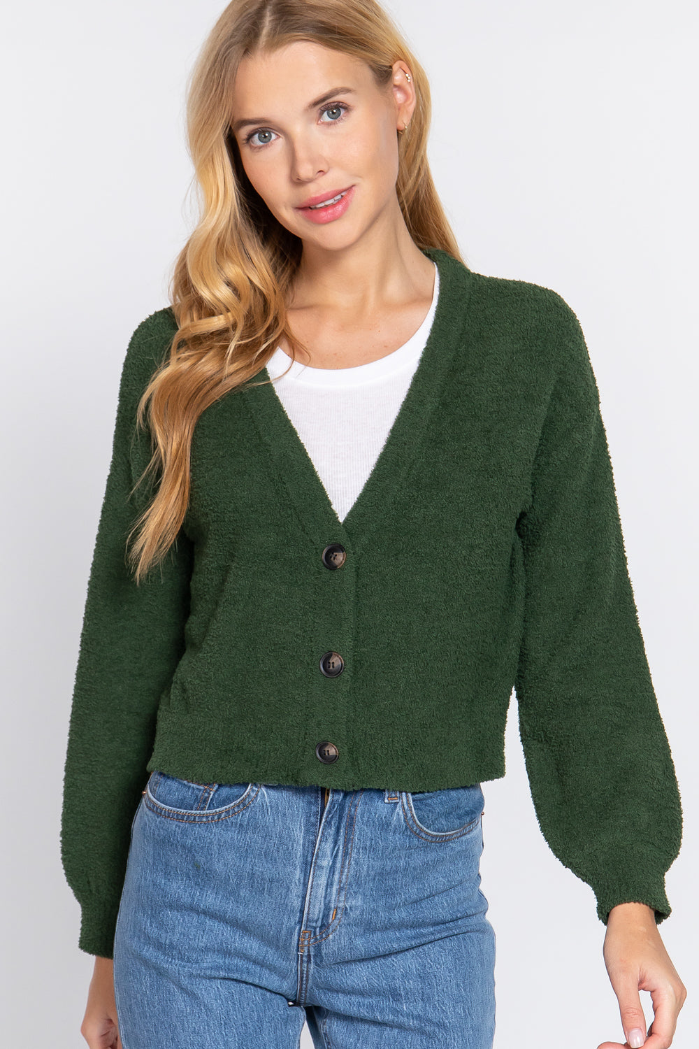 Long Slv V-neck Sweater Cardigan