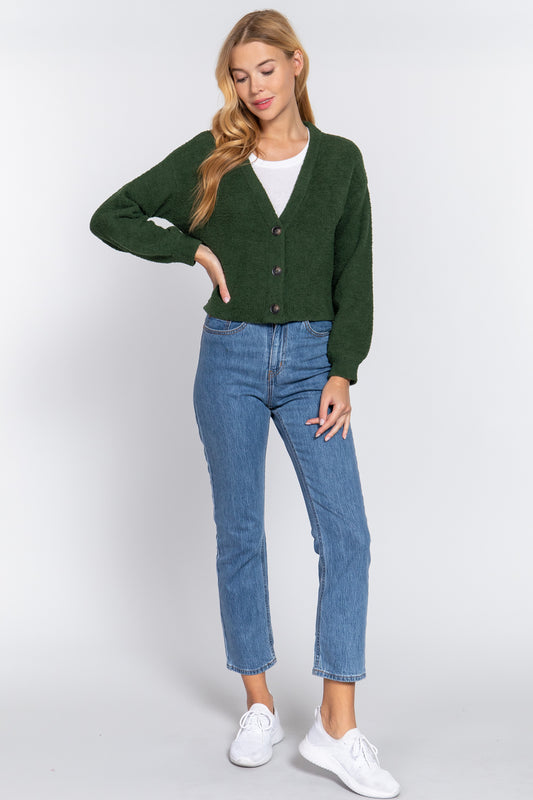 Long Slv V-neck Sweater Cardigan