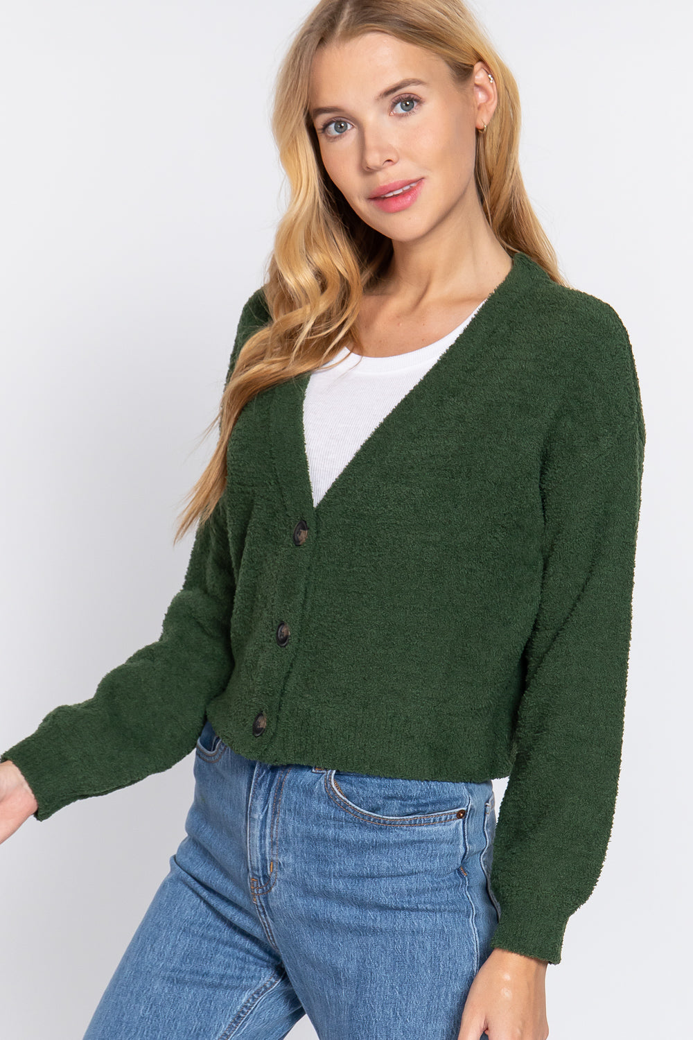 Long Slv V-neck Sweater Cardigan