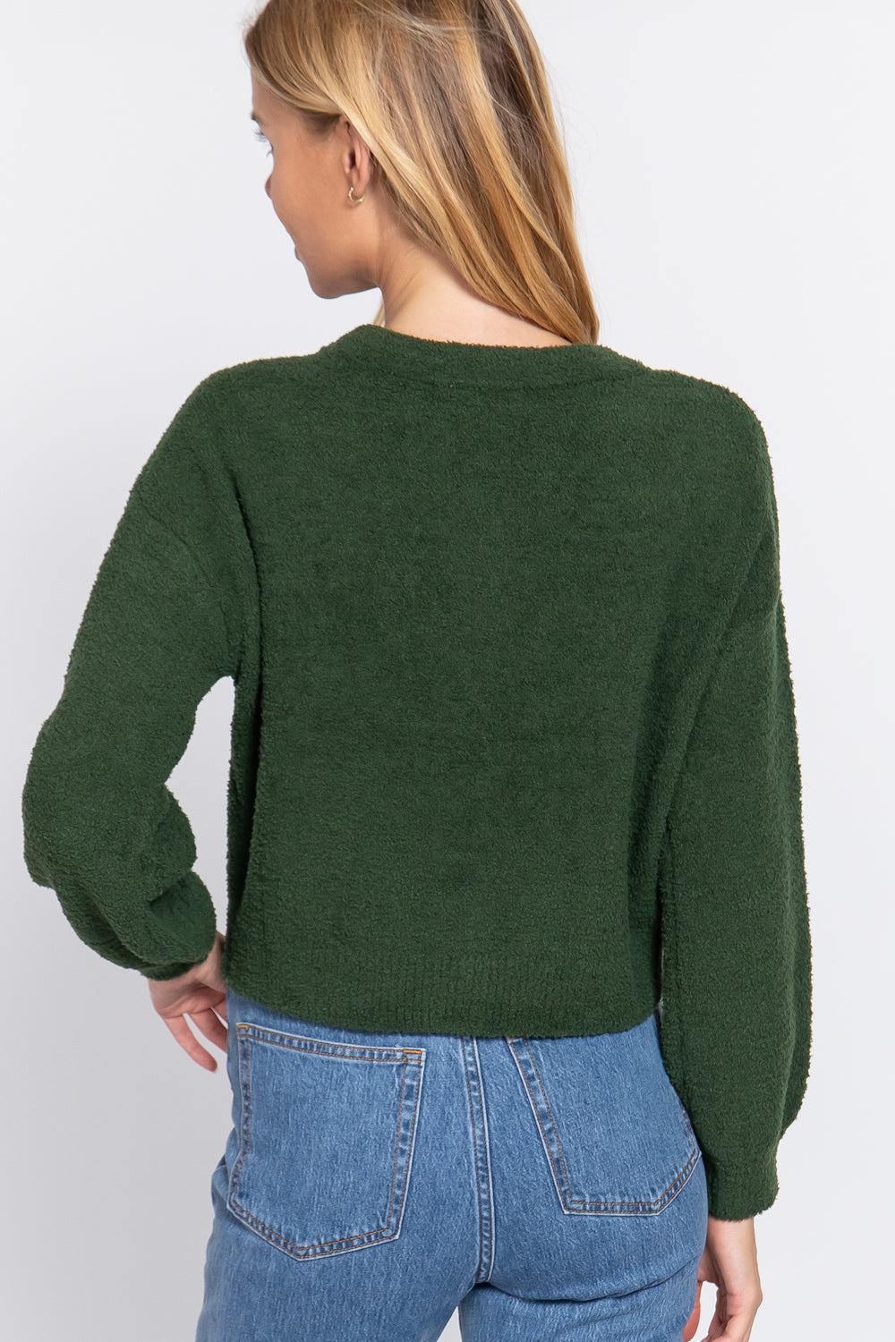 Long Slv V-neck Sweater Cardigan