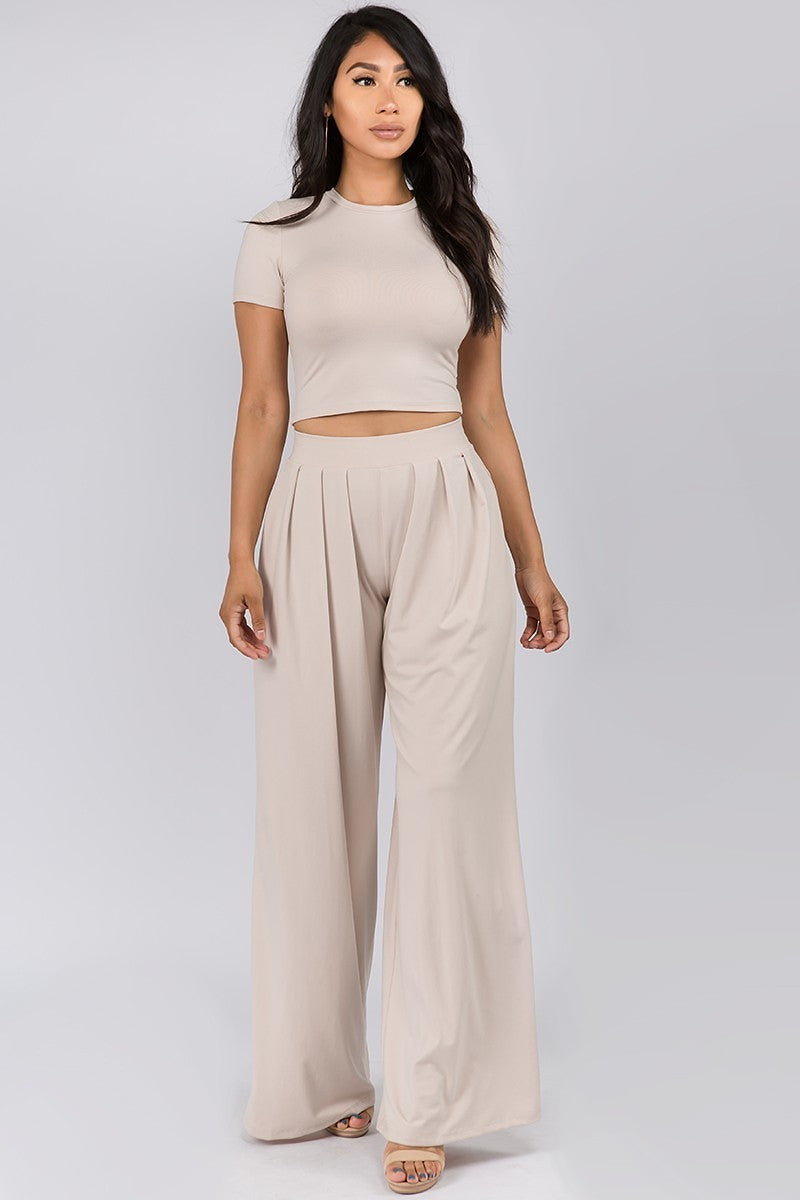 Crop Top And Palazzo Pants Set