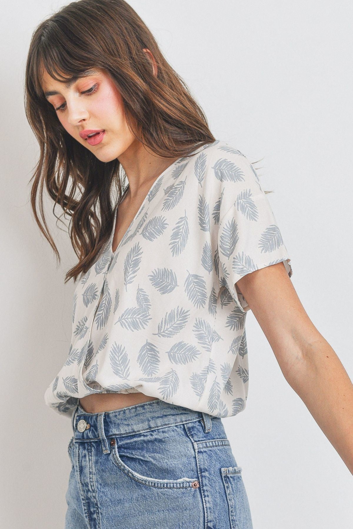 Tropical print short sleeve top