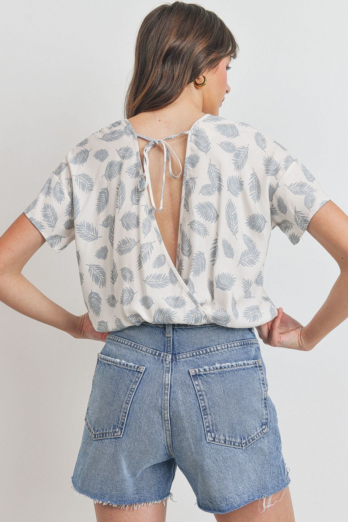 Tropical print short sleeve top