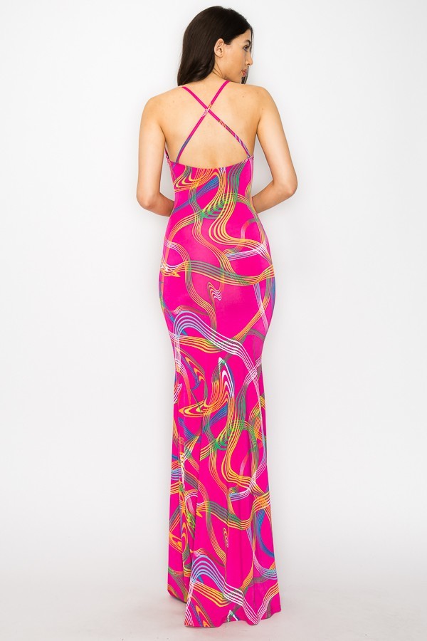 Spaghetti Strap Maxi Dress With A Line Bottom