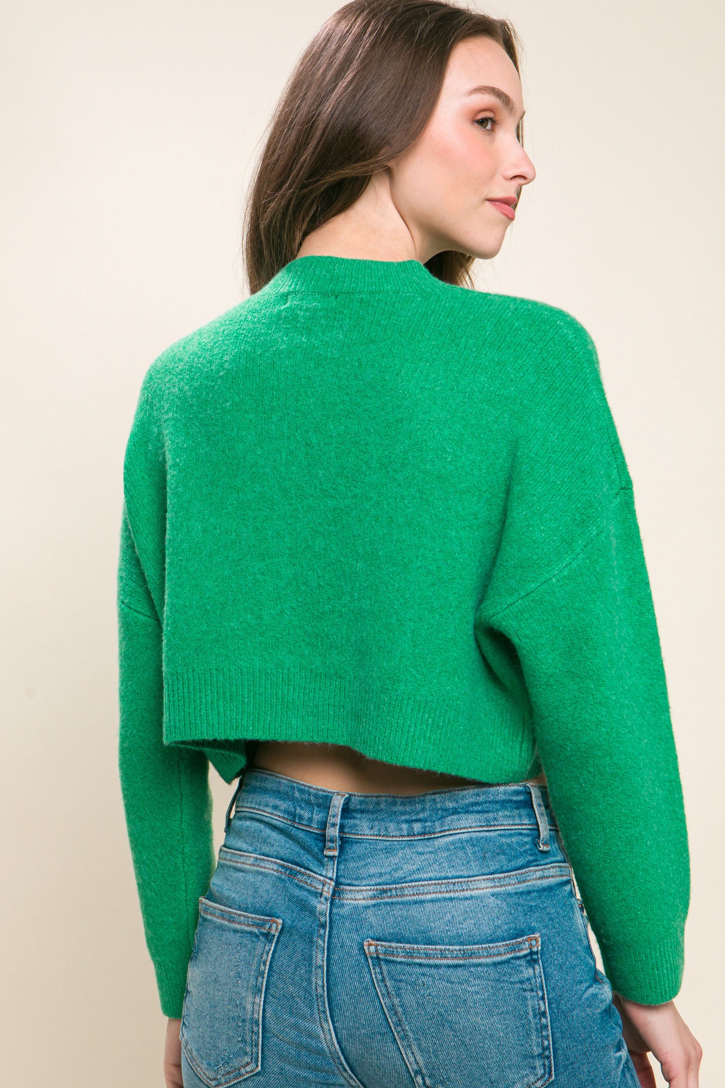 Wool Blend Cropped Sweater Top