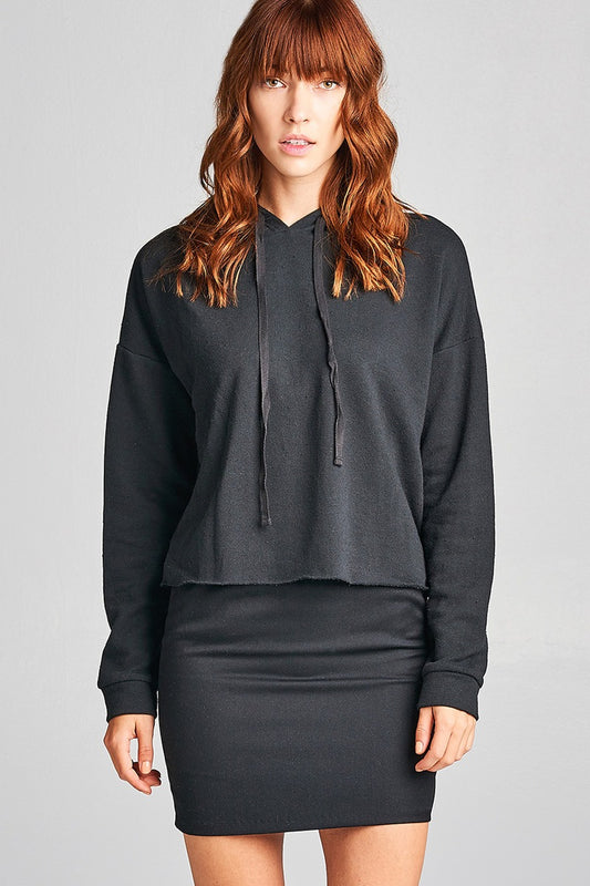 Ladies fashion floral patched hoodie french terry top