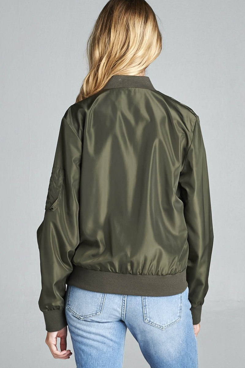 Ladies fashion plus size light weight bomber jacket