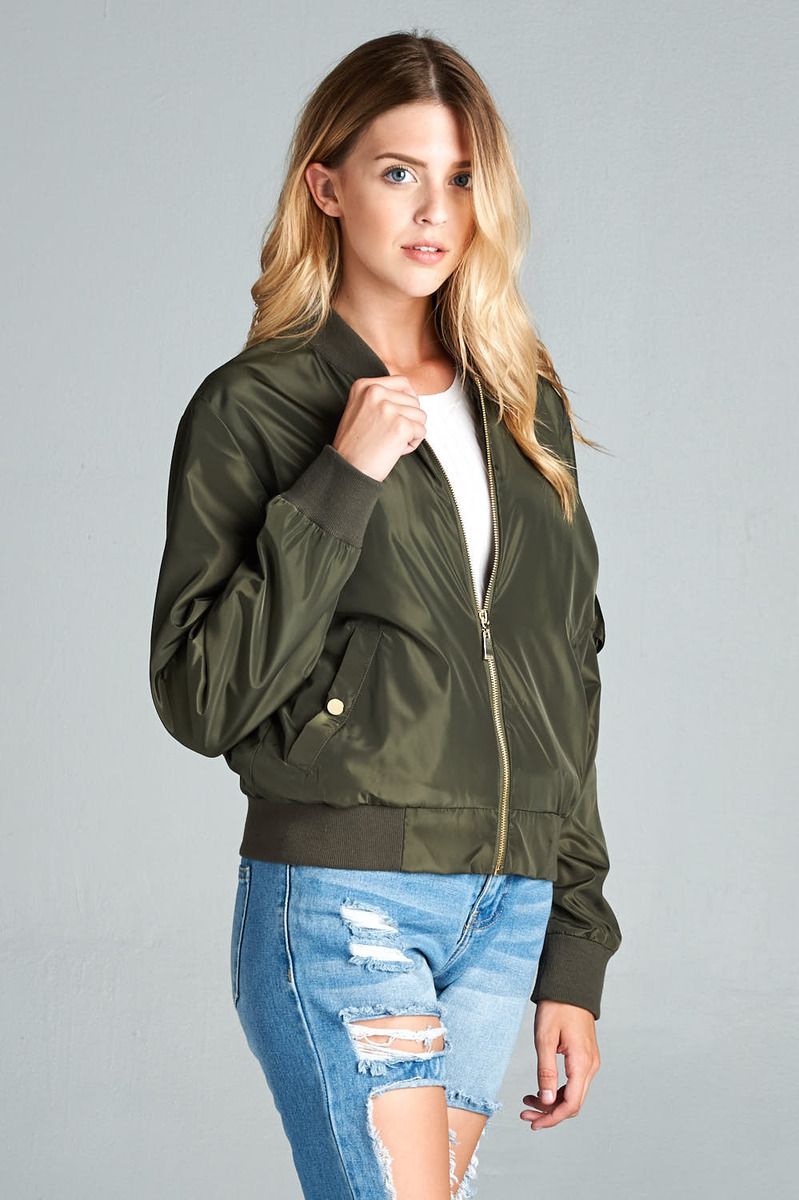 Ladies fashion plus size light weight bomber jacket