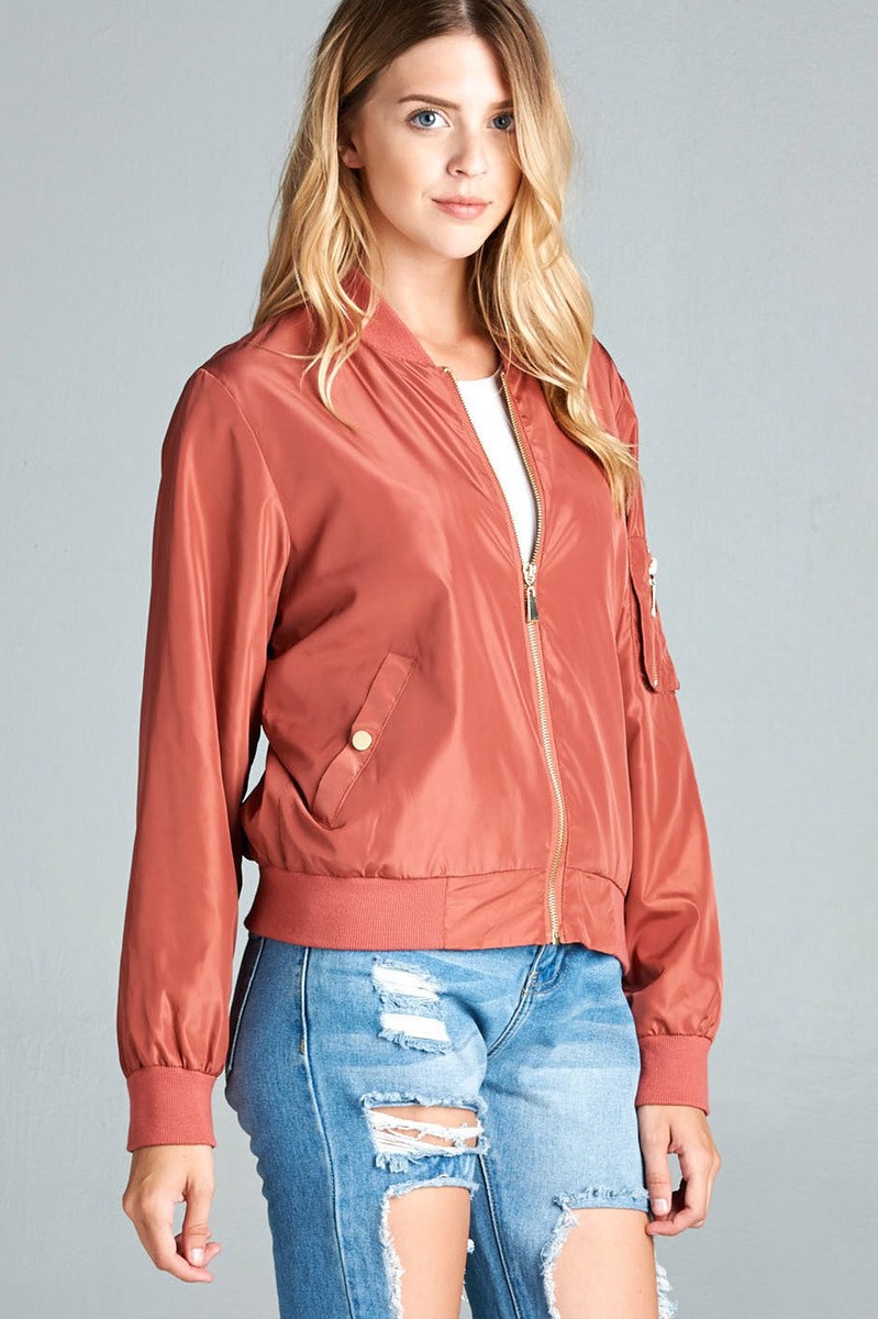 Ladies fashion plus size light weight bomber jacket