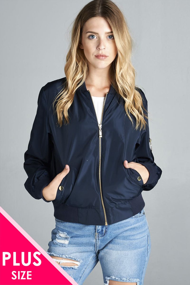 Ladies fashion plus size light weight bomber jacket