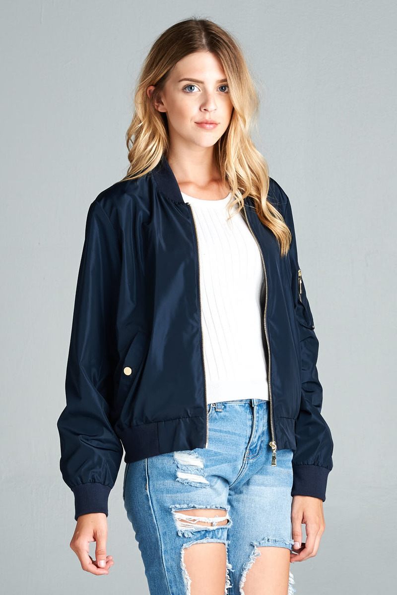 Ladies fashion plus size light weight bomber jacket